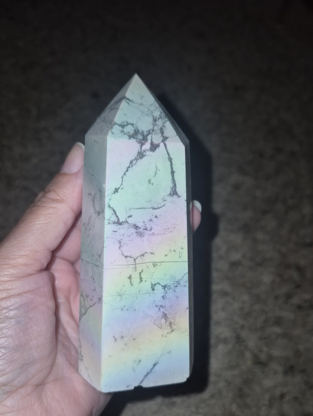 Rainbow Aura Howlite Tower